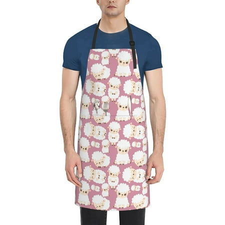 

Ocsxa Cartoon Sheep Apron With Pockets Kitchen Bib Waterproof Resistant Women Men Unisex Adjustable