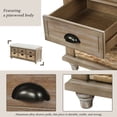 thumbnail image 3 of Rustic Storage Bench With 3 Drawers & 3 Rattan Baskets, Shoe Storage Bench For Entryway, Living Room, Bedroom (Wood), 3 of 8