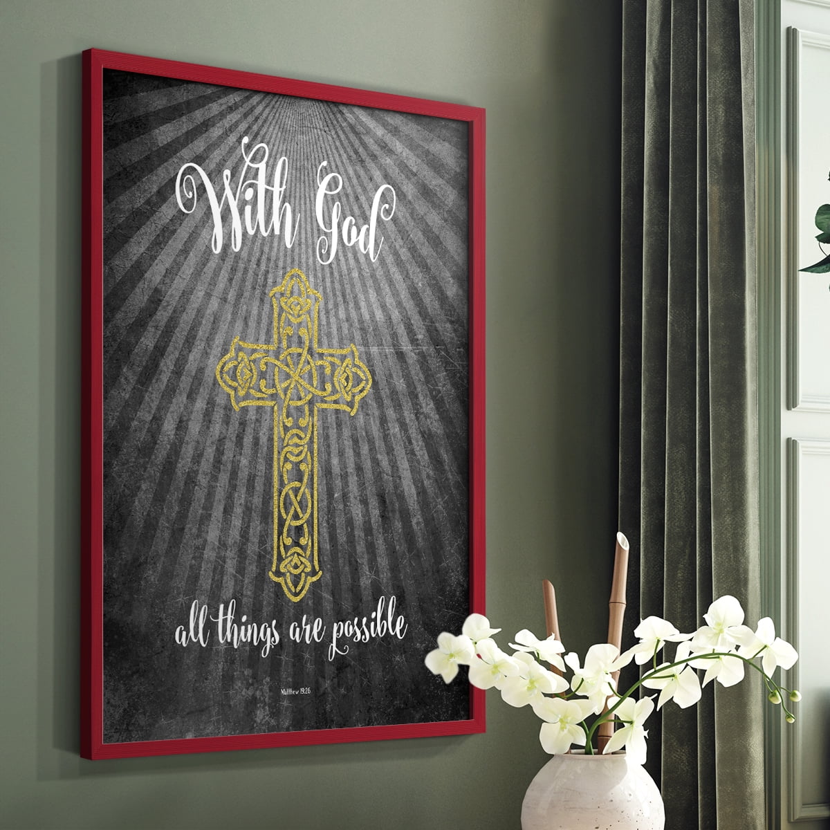 With God Gold Framed Print - Solid Wood in Single Picture Frame Solid Wood 2 Framed Print