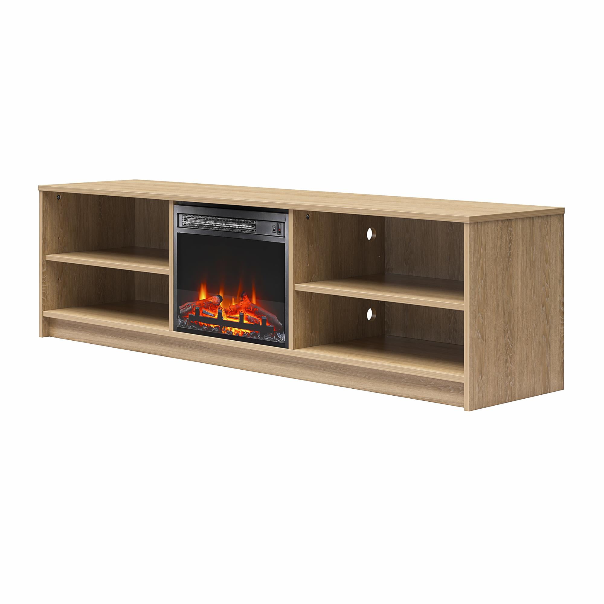 Mainstays Fireplace TV Stand, for TVs up to 75", Natural