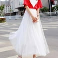 thumbnail image 5 of Vintage Tulle Skirt Women Streetwear Elastic High Waist Mesh Pleated Skirts Summer Elegant Korean A Line Office Ladies Skirt New, 5 of 10