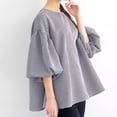 thumbnail image 5 of Aloohaidyvio T Shirts for Women Plus Size,Spring Summer Women's Printing Loose Shirts Puff Sleeve Tops Short Sleeve Round-Neck Blouses, 5 of 6