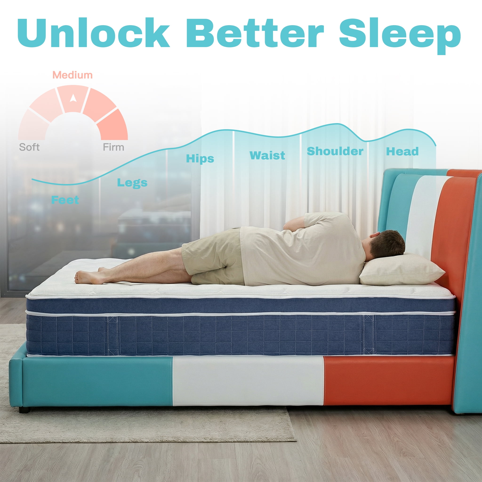 12" Twin Hybrid Mattress in a Box, Memory Foam and Pocket Springs, Medium Firm, Deep Sleep, Breathable, Back and Shoulder Pain Relief, Motion Isolation