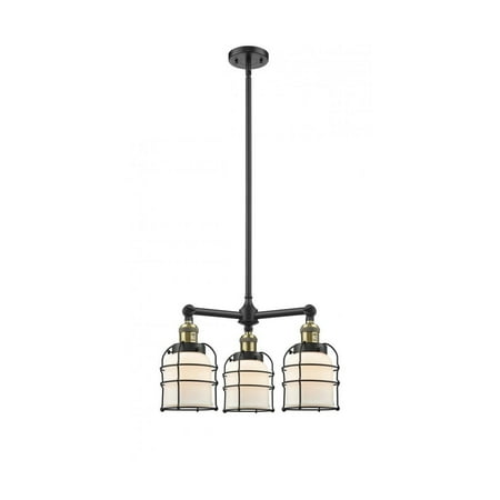 

Black Antique Brass Tone Chandeliers 19 Wide Matte White Cased Glass Steel/Cast Brass Medium Base LED 3 Light Fixture