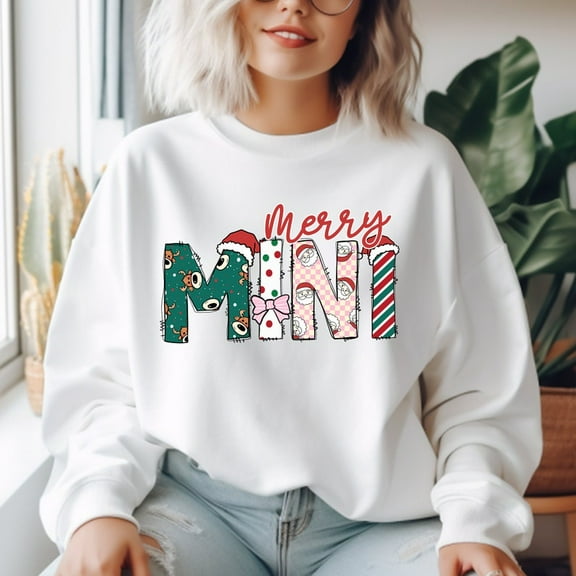 Merry Mimi Christmas Sweatshirt, Retro Doodle Mama Mimi Pullover, Cute Holiday Sweater for Grandma, Christmas Sublimation Gift