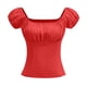 thumbnail image 1 of TaTaai Women's Ruffle Sleeve Top, Soft Cotton Lightweight, Relaxed Fit, Short Sleeve V-Neck, Solid Color, Casual Trendy Spring Summer Multi-Color Gift, 1 of 6