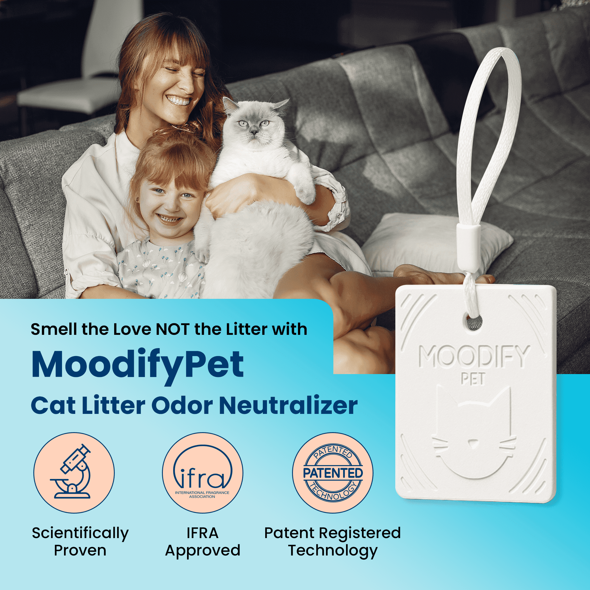 MoodifyPet Cat Litter Odor Eliminator, Fragrance-Free, 30 Days, Non-Toxic Pendant New Pet Essentials Litter Deodorize