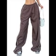 thumbnail image 3 of Pantalones de Paracaídas para Mujer, Pantalones Holgados de Pierna , Pantalones Deportivos con Cintura Elástica Y2K, Pantalones Deportivos, Ropa de Calle Color Café XL, 3 of 10