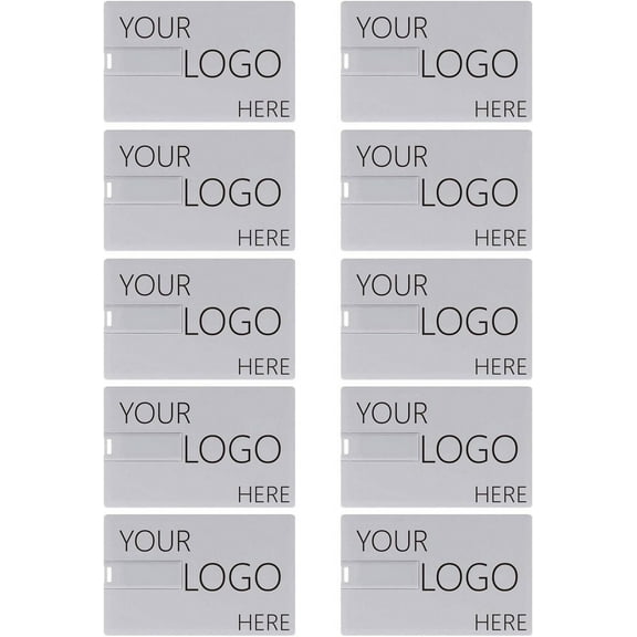Custom Credit Card USB Flash Drive 64GB Imprinted with Your Logo - as Promotional Gift - Bulk - Customizable 10 Pack