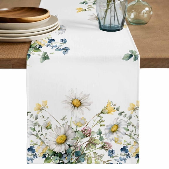 Eucalyptus Leaves Table Runner 60 Inches, Farmhouse Pastoral Flowers Plants Bed Runner Dresser Scarves Tabletop for Indoor Outdoor Parties/Ceremony/Banquet, 13" x 60"