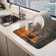 thumbnail image 2 of African Woman with Beauty Turban Dish Drying Mats for Kitchen Counter, Portrait Orange Gray Graffiti Absorbent Coffee Bar Mat with Non-slip Rubber Backed Quick Drying Dish Rack Pad 16"x24", 2 of 9