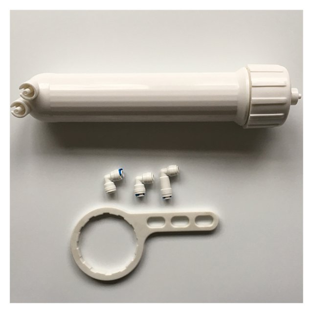 Pièces de Filtre à Eau RO Boîtier de Membrane d'Osmose Inverse avec Tous les Raccords et Clé 10 Pouces Connecteur 1/4 Pouce