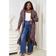 thumbnail image 3 of Double Take Full Size Multicolored Open Front Fringe Hem Cardigan, 3 of 11