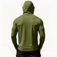 thumbnail image 4 of Men's Hooded Long Sleeve Sun Protection Shirt - UPF 50+ Lightweight Breathable Pullover with Face Mask & Zipper Pocket - Quick-Dry Outdoor Fishing & Hiking Top for Summer Dark Green S, 4 of 7