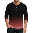 thumbnail image 2 of Mens Gradient Henley Shirts 3/4 Sleeve Crew Neck Casual Pullover Baseball Raglan Tops Fashion Button T-Shirts, 2 of 5
