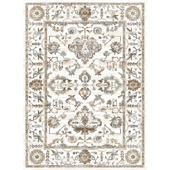 Radici Usa Colosseo Area Rug 3562 Traditional Bone Vines Leaves 3' 3" x 4' 11" Rectangle
