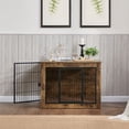 thumbnail image 3 of MAYEERTY 40" Wooden Dog Crate Furniture with Cushion, Double Doors for Small/Medium Dogs, Rustic Brown, 3 of 9