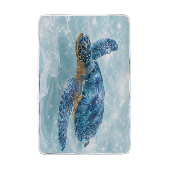 Wobogo Blue Sea Turtle Flannel Fleece Bed Blanket as Bedspread Coverlet Sofa Blankets (90x60in) Soft Lightweight Warm and Cozy