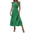 thumbnail image 1 of Robe pour Femmes à Col en V Longue Sans Manches Unie Robes Maxi pour Femmes pour Fête Décontractée Quotidien, 1 of 9