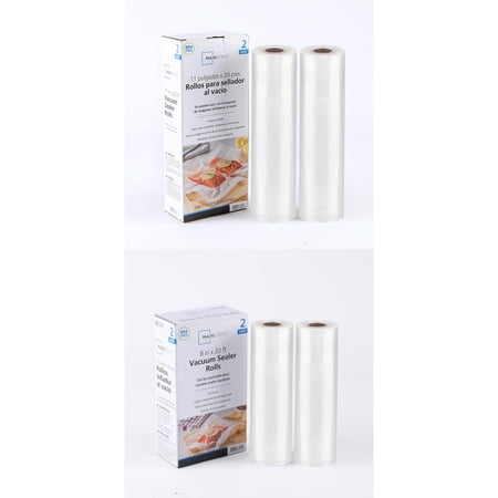 Mainstays Vacuum Seal Bag Rolls Value Pack, 4-Rolls Multi-Width (8" & 11"), 80 Ft Total, Customizable Size & BPA-Free Vacuum Sealer Bags for Meal Prep, Bulk Buying & Long Term Freezer Storage