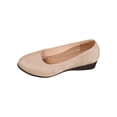 thumbnail image 2 of Miluxas Women's Wedge Pumps,Leather Low Heeled Round Toe Wedge, Slip on Dress Pumps Shoes,Work Casual Walking Shoes Beige 7.5(40), 2 of 9