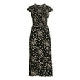 thumbnail image 3 of Time and Tru Women's Smocked Bodice Midi Woven Dress, Sizes XS-XXXL, 3 of 5