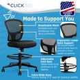 thumbnail image 2 of Click365 Flow Mid Back Mesh Office Chair Lumbar Support Extra Padded Seat Black, 2 of 12