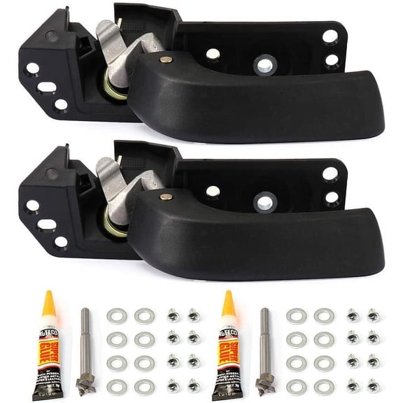 CCIYU Door Handles fit for 2007-2013 for Chevy Silverado for GMC Sierra 1500 Interior Passenger Right Side Black(2pcs)