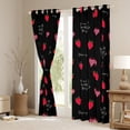 thumbnail image 3 of Feelyou Teens Cartoon Strawberry Black Out Curtains, Black Red Curtains Pack of 2 (42x63 Each), Romantic Princess Style Bedroom Curtains, Black Out Curtains Decor, 3 of 6