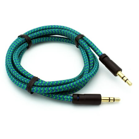 3.5mm Aux Cable for Alcatel 3V (2019) Phone - Adapter Car Stereo Aux-in Audio Cord Speaker Jack Wire Braided Green