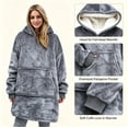 thumbnail image 2 of Wearable Blanket Hoodies for Women Men with Pocket, Adult Fuzzy Blanket Hoodies, Soft and Warm Sherpa Oversized Sweatshirt Blanket, Cute Birthday Gifts Gray, 2 of 10
