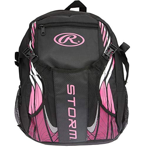 Rawlings Storm Girls Softball Bag - Youth Softball Backpack for Girls – Holds Two Bats – Hook to Hang on Fence - Available in Three Colors