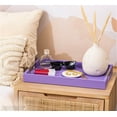 thumbnail image 3 of Home Redefined 17..5”x12” Rectangle Shagreen Faux Leather Decorative Serving Tray with Stainless Steel Metal Handles, Purple Lavender, 3 of 7