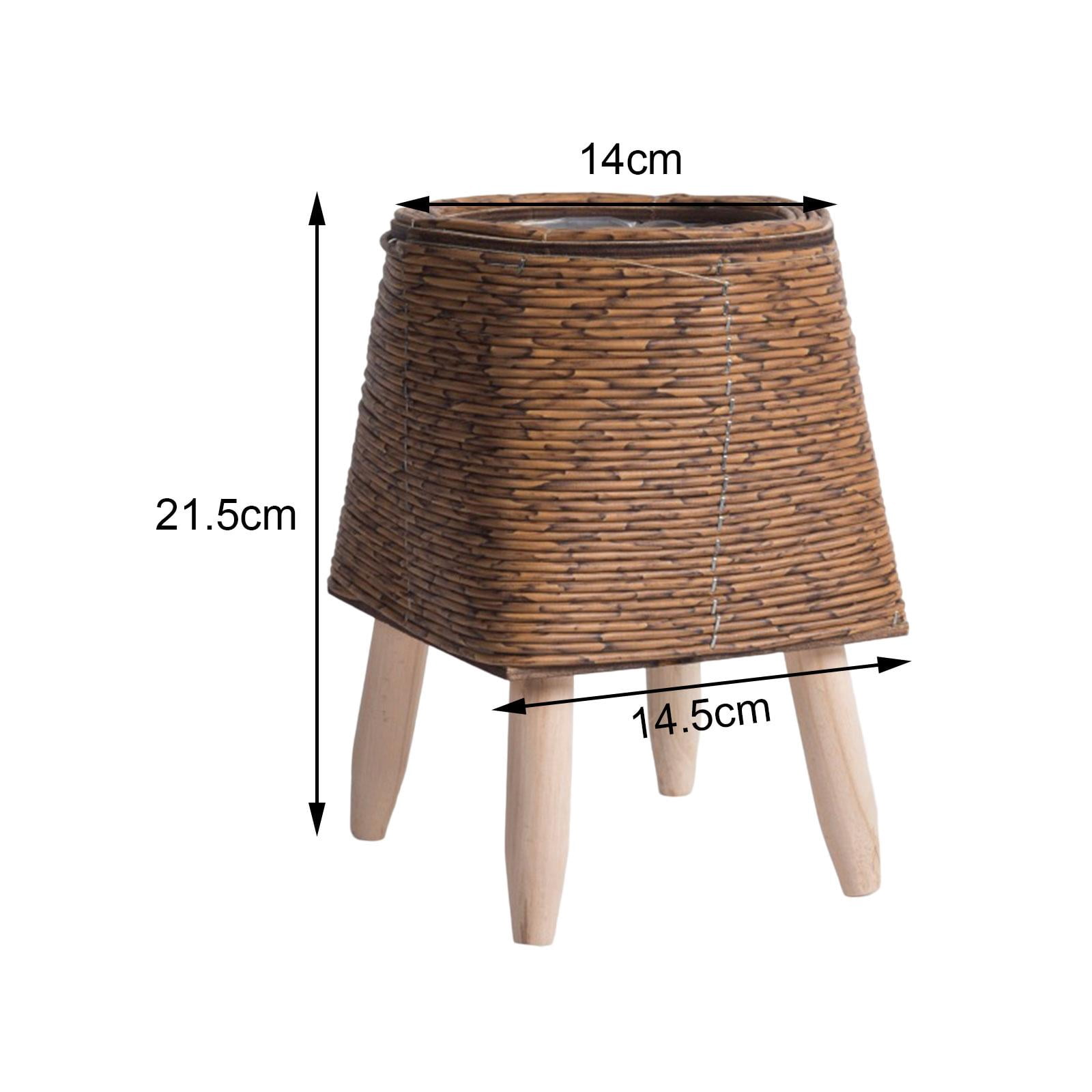 Woven Basket for Plant with Legs Basket Planter Flowerpot Rustic Rattan Basket Flower Pot for Balcony Apartment Drawing Room Decorations Square Dark Brown