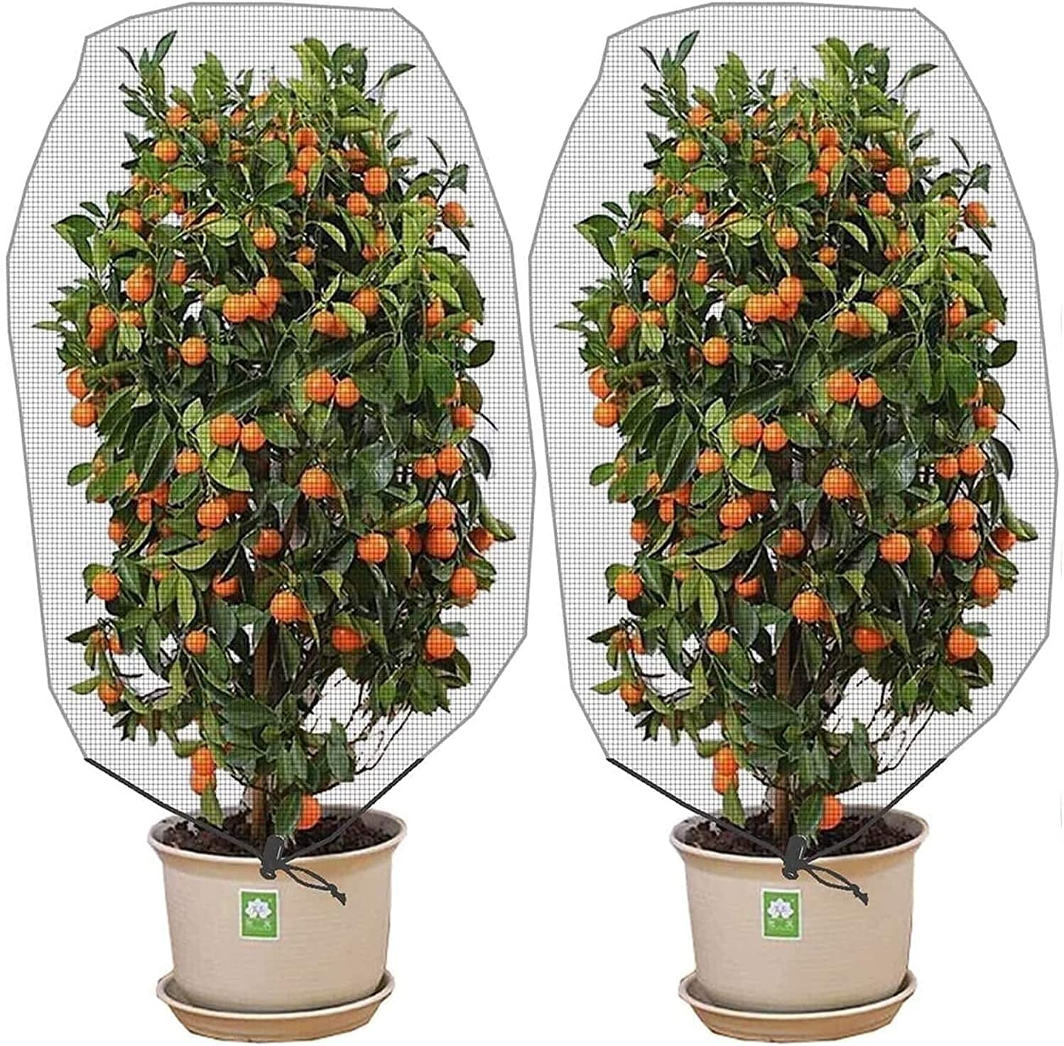 6 Pcs Insect Bird Barrier Tree Net with Drawstring, 2 Sizes Garden Bird Netting Plant Cover, Fruit Tree Netting for Protect Plants Fruits Flowers from Insect Bird Eating