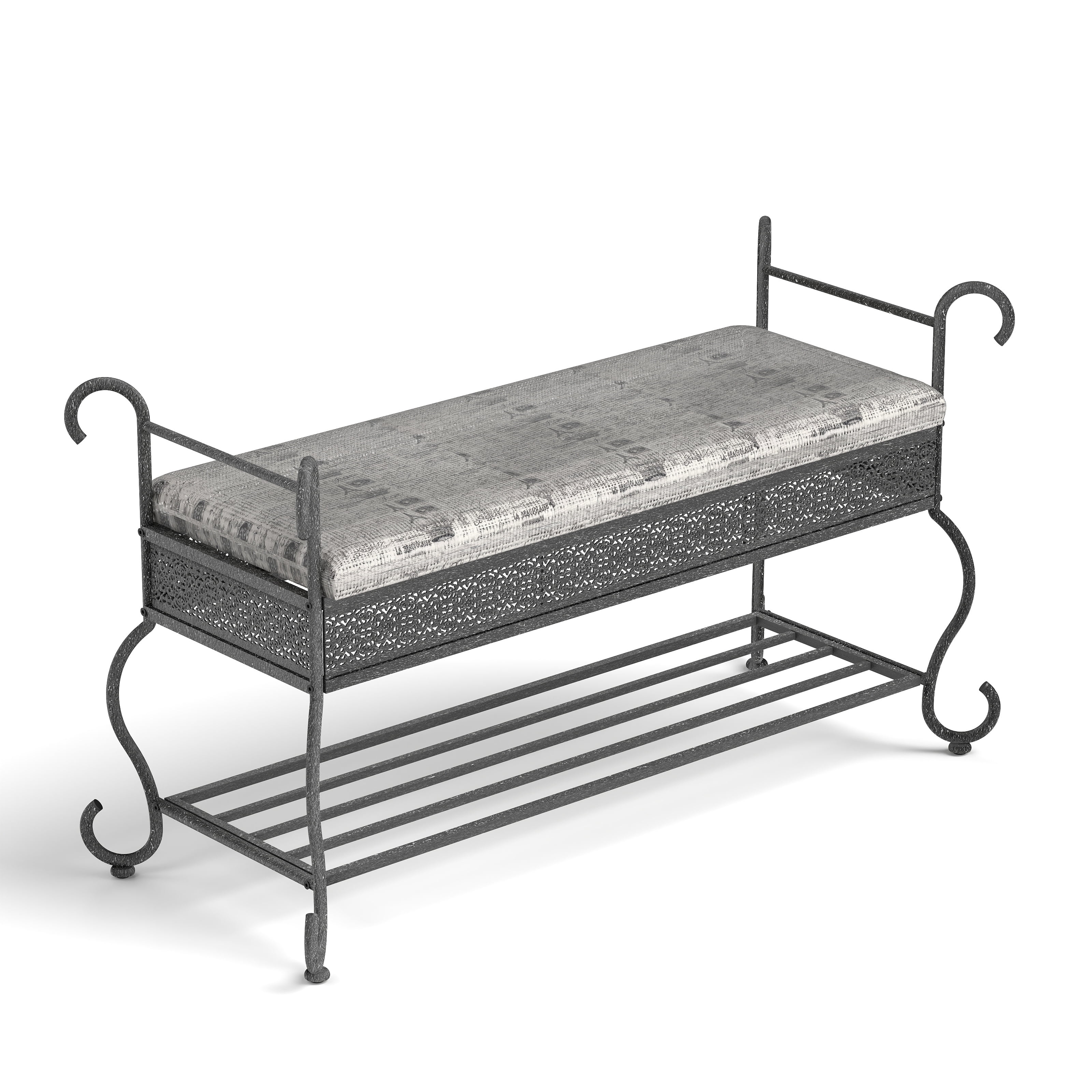 Mintazer 46" Rustic Shoe Bench with Cushioned Seat & Storage, Shoe Rack for Hallway & Entryway