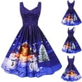thumbnail image 2 of IROINNID Women's Sleeveless Prints A-Line Dress Christmas Draw Back Swing Party Dress V-Neck Knee-Length Dress, 2 of 9
