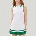 thumbnail image 4 of Women's Sleeveless Tennis Dress with Zip Front Contrast Trim Collar and Colorblock Pleated Skirt - Medium, Green, 4 of 6