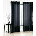 thumbnail image 2 of 2 panel semi sheer voile window treatment curtain 8 Grommets 55" Width X 84" drapes for any bedroom inside or outside RUBY black color, 2 of 3