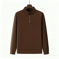 thumbnail image 2 of Donemore Men's Solid Color Casual Long Sleeve Stand Collar Zipper Thermal Polyester Top, 2 of 5