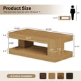 thumbnail image 3 of Hawsaiy Farmhouse Coffee Table with Storage Shelf & LED Light, 47" Rectangular Wood Coffee Table, 2-Tier Rustic Center Table for Living Room, Apartment, Office, Natural, 3 of 11