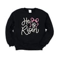 thumbnail image 7 of He Is Risen Easter Sweatshirt for Women - Pearl Bow Christian Faith Pullover Black Sweatshirt Adult X-Large, 7 of 7