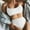 White, variant on Ofreoo Womens Scoop Neck Cut Out Front Lace Up Back High Cut Monokini One Piece Swimsuit on Clearance