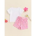 thumbnail image 5 of Musuos Little Girls Summer 2PCS Sets 18M-6Y Short Sleeve Letter Donut Embroidery T-shirt Belted Shorts Sets Birthday Clothes, 5 of 10