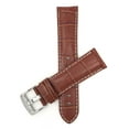 thumbnail image 1 of 24mm Mens' Alligator Style Leather Watch Strap Band, White Stitching, Stainless Steel Buckle, 1 of 7