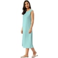 thumbnail image 2 of eloria Women Tunic Top Maxi Sleevless Round Neck Casual Dress Color : Arctic Blue Size : M, 2 of 6