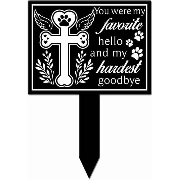 Rectangle Shaped Bone Garden Stake Memorial Remembrance Plaque Stake for Pet Acrylic Waterproof Sympathy Garden Stakes for Yard Grave Cemetery DIY Cross