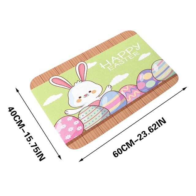 Alfombrillas de Cocina para Piso, Flanela de Conejo de Pascua Puerta Antideslizante Y Alfombra de Cocina, 40x60cm, Alfombrilla de Piso de Fibra de Poliéster Suave para Interiores, Alfombrillas de Puer