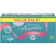 Assurance Incontinence Underwear for Women, Maximum, Small/Medium, 60