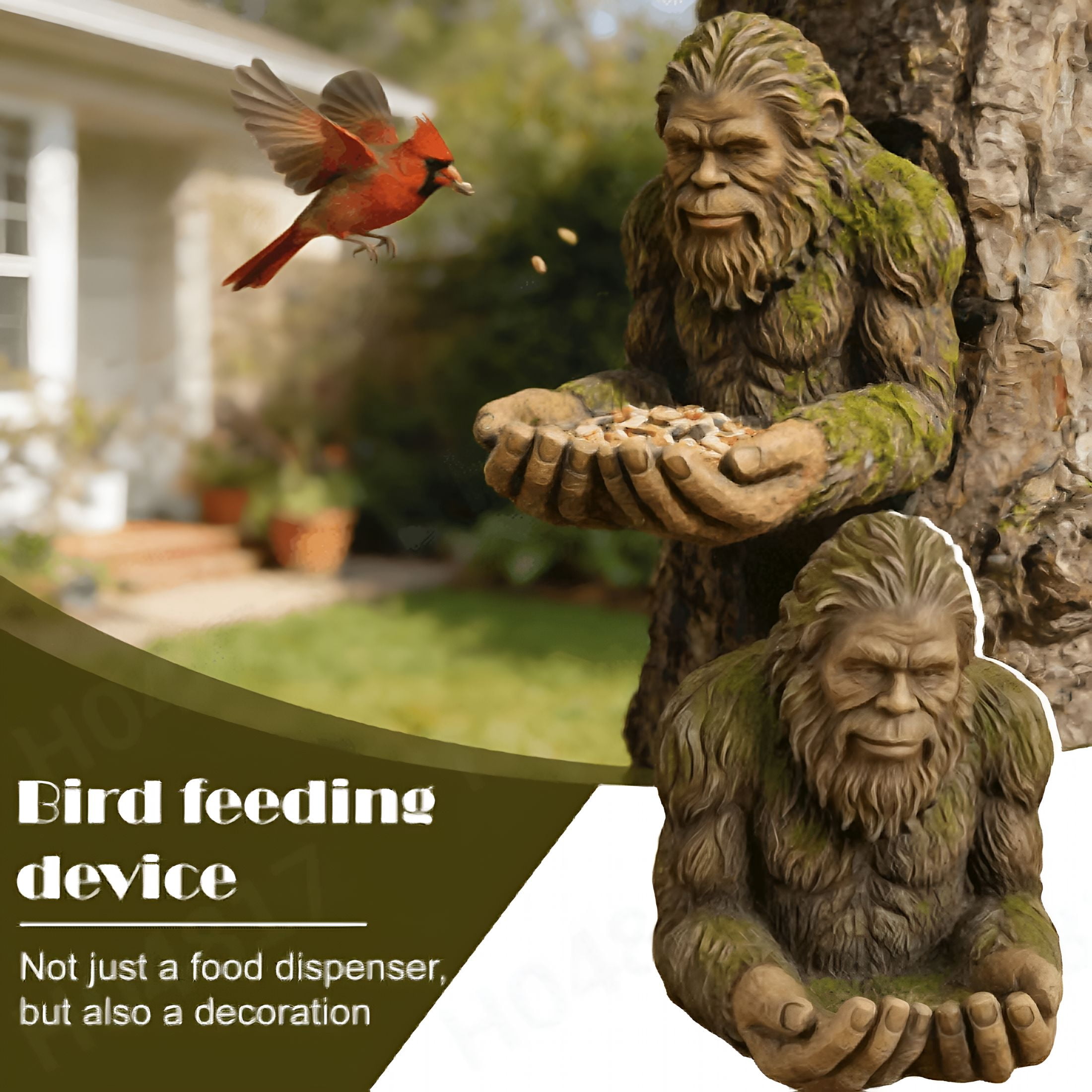 ACDANC Bigfoot Bird Feeder Outdoor Hanging Resin Sculpture Weather Resistant with Hidden Hook Funny Tree Mounted Yard Art Decoration Ideal Gift for Bird Lovers And Nature Enthusiasts